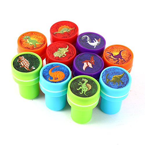 Zantec 10 PCs Assortis de Dinosaures Timbres Kids Party Favors Fournitures d'événement pour Anniversaire Fête Cadeau Jouets Garçon Fille Pinata Remplisseurs