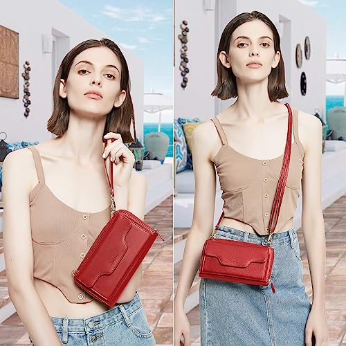 Image of nuoku Small Purse for Women, RFID Blocking Wristlet Wallet, Crossbody Clutch with Cell Phone Pocket