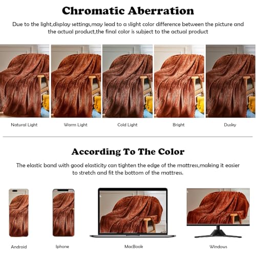 NEWCOSPLAY Super Soft Twin Blanket Coffee Premium Silky Flannel Fleece Leaves Pattern Lightweight Bed Blanket All Season Use (Coffee, Twin(60"x80"))