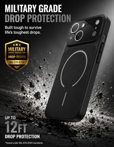 Image of iPhone 15 Cover Case Scratch Resistant Premium Glass Finish iPhone 15 Slim Fit Protective Back Cover Shockproof Camera Guard Mag-Safe iPhone 15 Cover (Black)