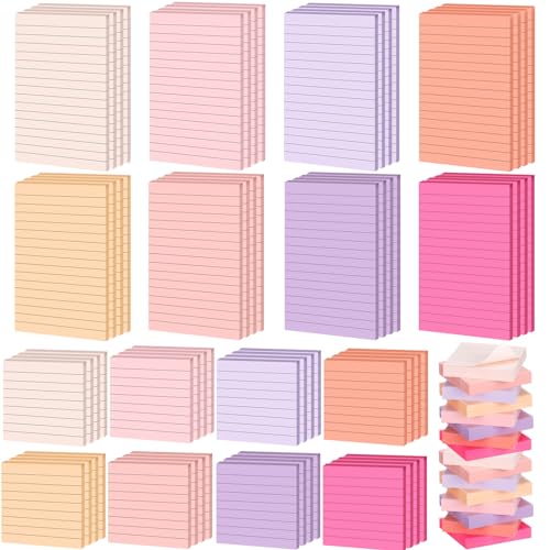 Image of Yexiya 64Pcs Lined Sticky Notes 4x6'' 3x3'' Self Stick Notepad Pastel Color