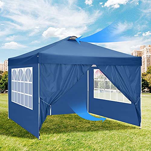 Image of COBIZI 10x20 Pop Up Canopy Tent with Sidewall,Outdoor Canopy,Blue