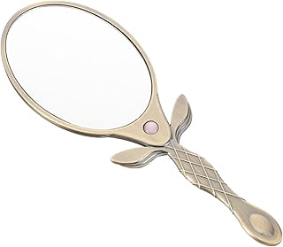 FRCOLOR Vintage Mirror Make up Mirror Handheld Mirror Hand Mirror Compact Makeup Mirror Makeup Hand Mirror Handle Mirror Gift Portable Mirror Metal Travel Small Mirror