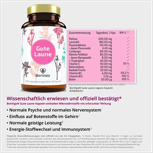 BonVigo® Power Pack 6 Dosen - 3x SCHILDDRÜSE / 3x GUTE LAUNE Ideale Ergänzung - Es tragen bei zu normaler Funktion von Schilddrüse und Immunsystem: Selen; Psyche und Nervensystem: Vitamin B6