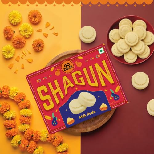 Image of GO DESi Shagun Pack, Milk Peda, 80 grams, Indian Sweet mithai | Shagun Pack Milk Peda