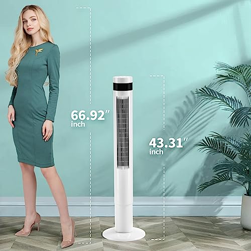 Image of Antarctic Star - Portable Electric Oscillating Quiet Cooling Tower Fan Remote Control Floor Bladeless 3 Speeds Timer Bedroom Office (43 Inch, White)