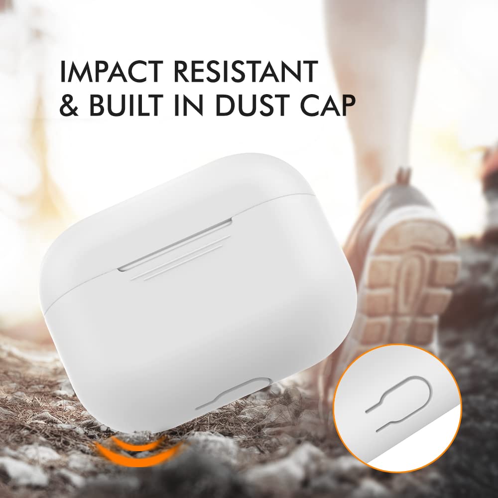 AHASTYLE AirPods Pro Silicone Case Anti-Scratch Protective Case Compatible with Airpods Pro 2019 [Front LED Visible] Shockproof Cover for Apple AirPods Pro (without Carabiner, White) - 5