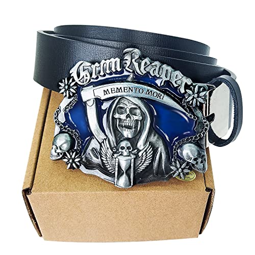 Gothic Punk Men's Leather Belt Casual Fashion Cool Cowboy Buckle Removable Plaque Fit Waist Size Up To 50 Inch2