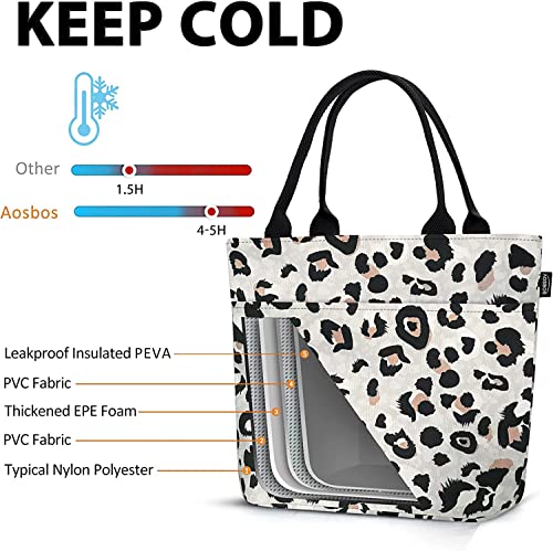 Aosbos Leopard Lunch Bag Women, Leakproof Insulated Lunch Box Lunch Tote Bag Lunch Cooler Bags, Meal Prep Container Loncheras Para Mujer For Work Travel Picnic Gym, Leopard Print #TOP3