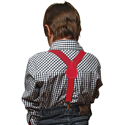 Hold’em Elastic Y-Back Suspenders For Kids, Adjustable Kids Suspenders With Metal Clip Braces, Durable Suspenders For Boys & Girls, 22-Inch Red Suspender For 7 Months To 3 Years Old #TOP2