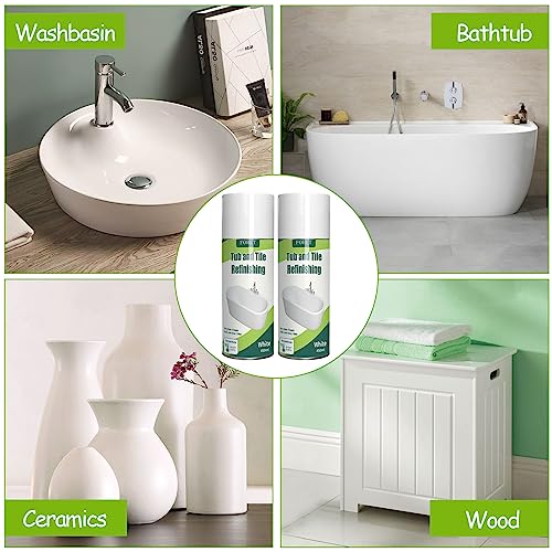 Fobet PQ142 Tub And Tile Spray Paint White 450Ml (2 Pack),Bathtub Refinishing Kit For Porcelain Fiberglass Ceramic,Diy Resurfacing Bathroom Sink Countertop thumb #3