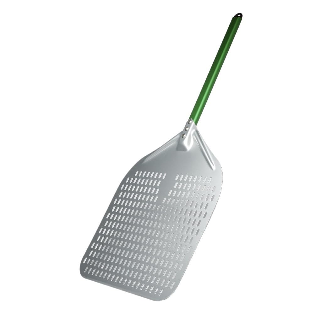 WANGSHAOWEI Pizza ​Paddle 14/13/12 Inch Perforated Pizza Shovel Retangular Paddle Multiple Color Handle Peel(14inch 78cm Green)