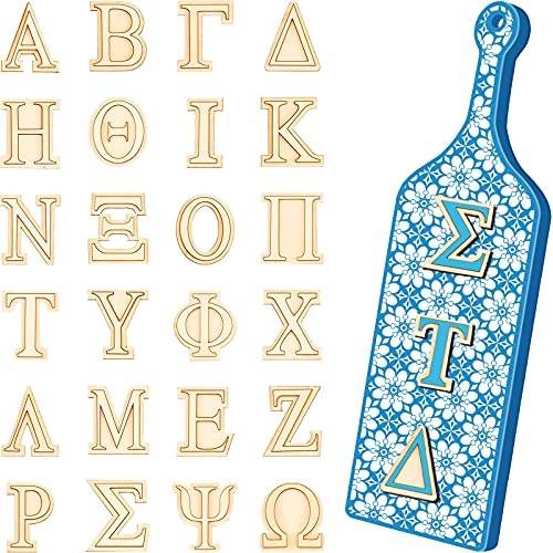 24 Pieces Greek Letter Wooden 2 Inch Greek Letter Stencils for Greek Paddle Double Layer Greek Letter Craft for DIY Painting Crafts Home Decoration, Greek Paddle Not Included