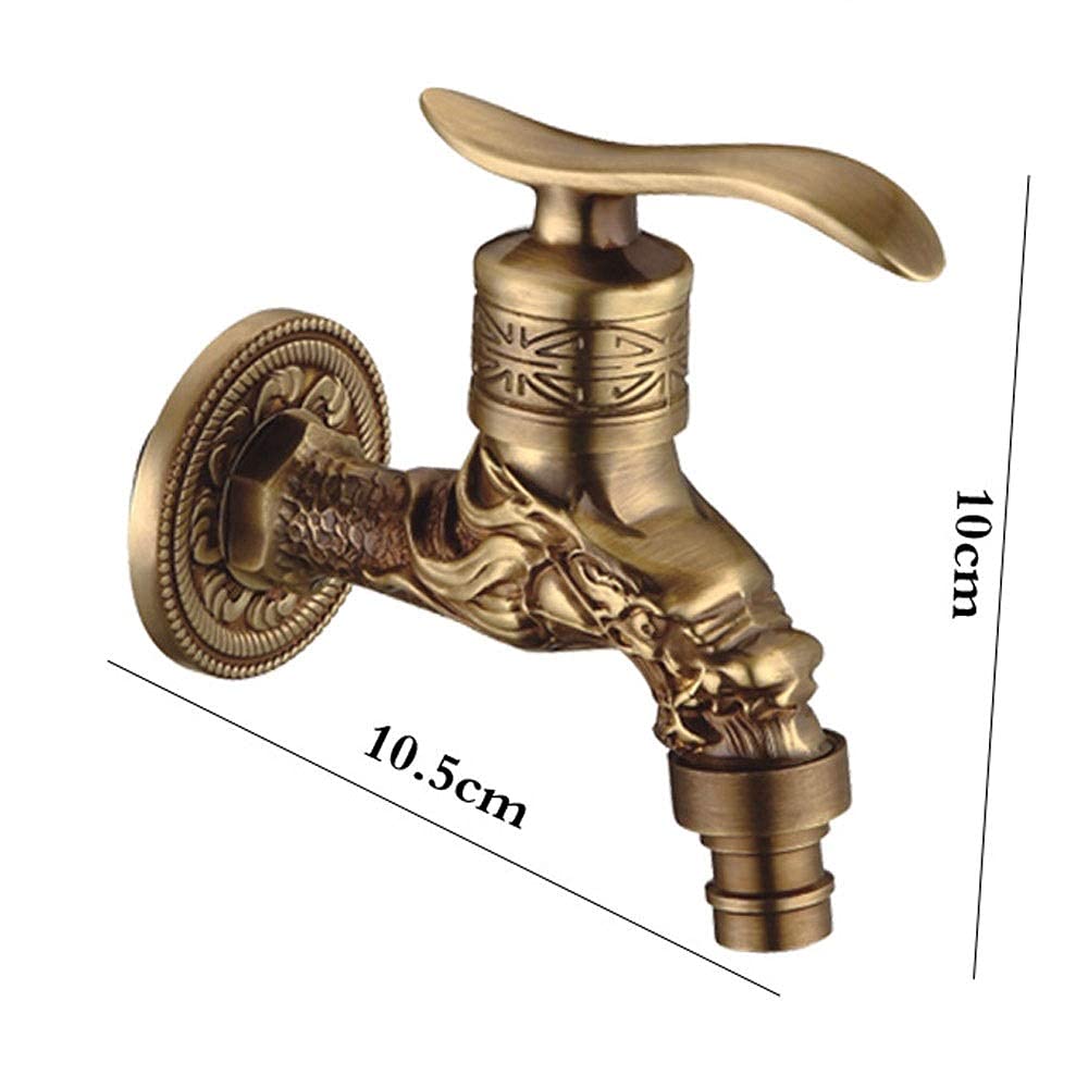 Grifo de Grifo de jardín Retro, Acabado de latón Antiguo, Montaje en Pared para baño, decoración de Lavadora, grifos de jardín al Aire Libre, Grifo de Agua, Grifo para Recipiente