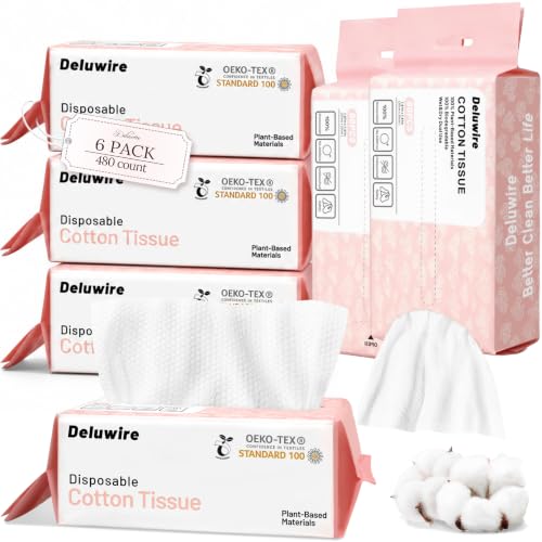 Image of 480 Count Soft Dry Wipe Dot Texture, 6 Pack | Lint Free Facial Cleansing Towels Disposable, Dry and Wet Use for Sensitive Skin, Makeup Removing, Surface Cleaning