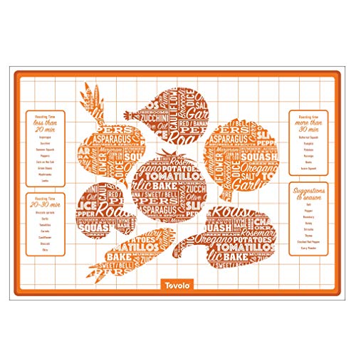 Tovolo Silicone Veggie Roasting Mat, Non-Stick, Printed with Roasting Times & Seasonings, Dishwasher