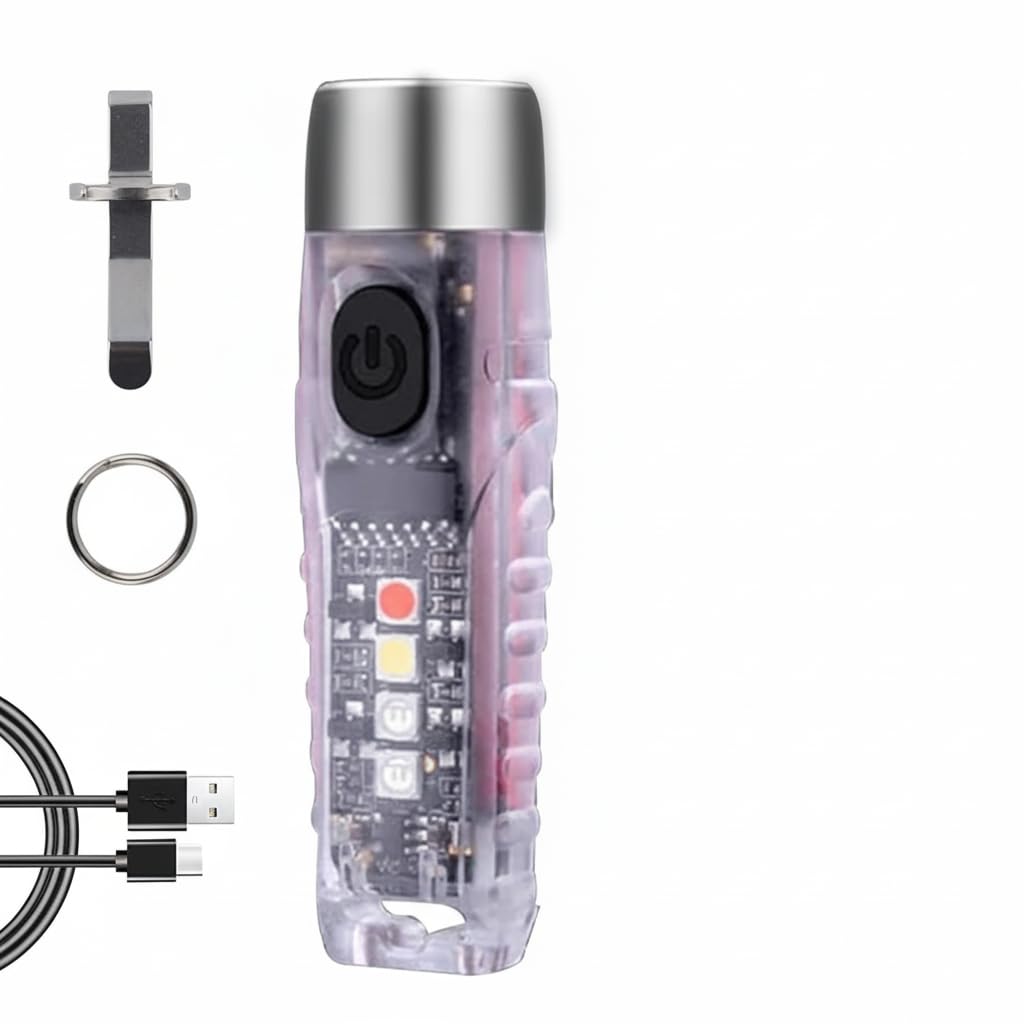 S12 Plus Mini LED Flashlights USB Rechargeable Small Keychain Flashlight with 11 Modes of Main & Side Light, Portable Pocket EDC Flash Light for Daily Using, Backpacking, Camping, Hiking, etc.