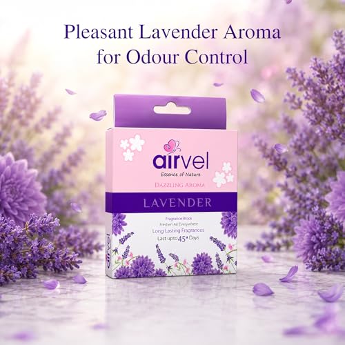 Image of Airvel Lusty Lavender Fragrance Block | Non-Toxic, Safe | Long-Lasting Freshness | Up to 45 Days Pack of 5 (75g Each)