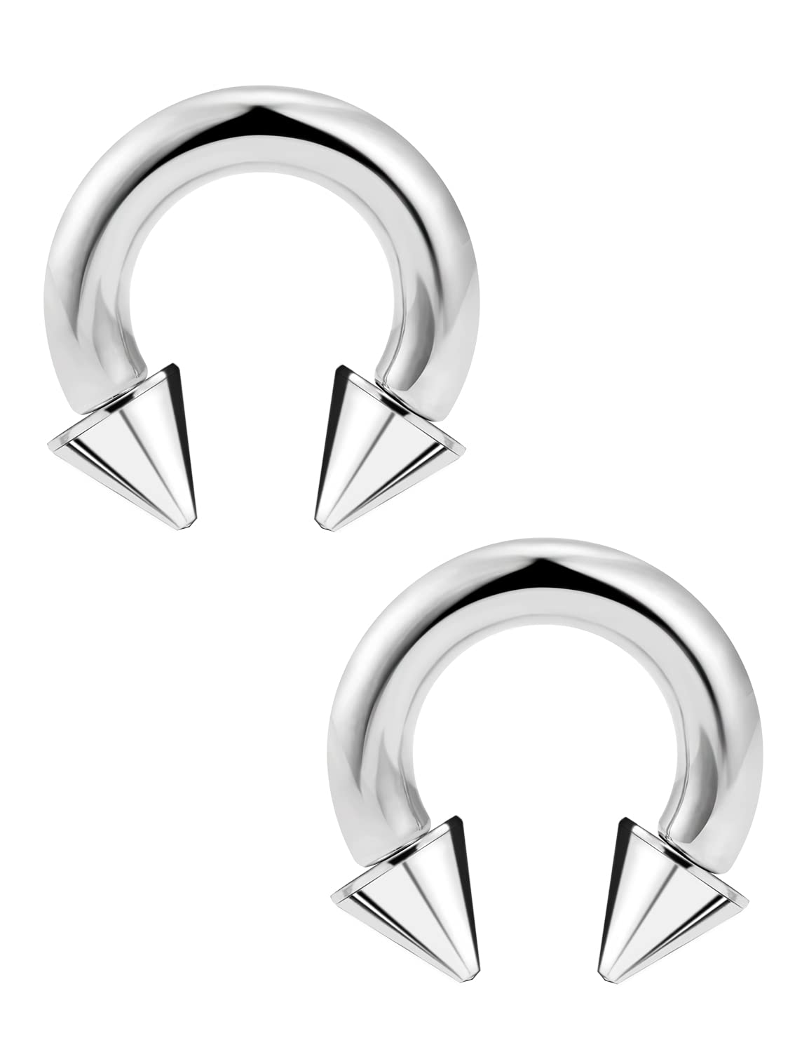 Ftovosyo PA Ring Internally Threaded Spike Circular Barbells Horseshoe Large Septum Ring Ear Gauges Earrings 2G 4G 6G 8G 10G 12mm/16mm 316L Surgical