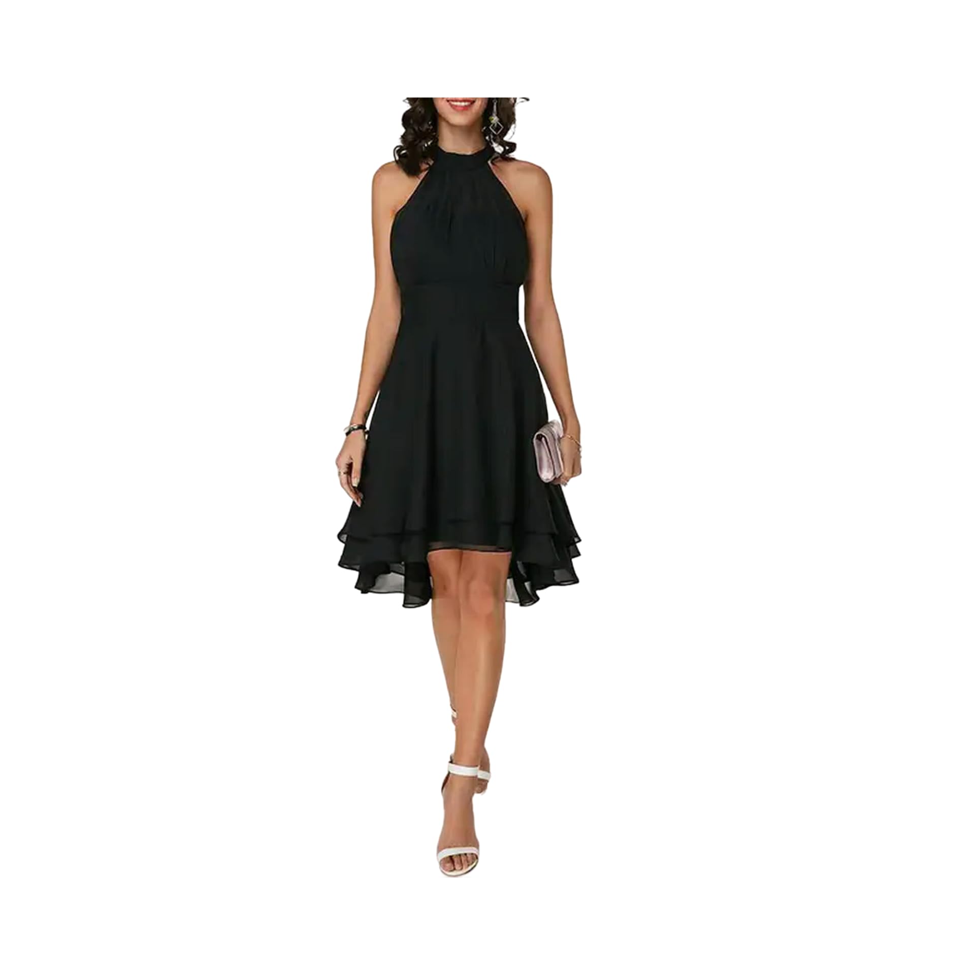 KWTF Vestido de graduación para Mujer, Ropa Elegante de Verano 2023, Vestidos Formales para Fiesta de Noche, Falda Midi Ajustada Lisa sin Mangas para Mujer