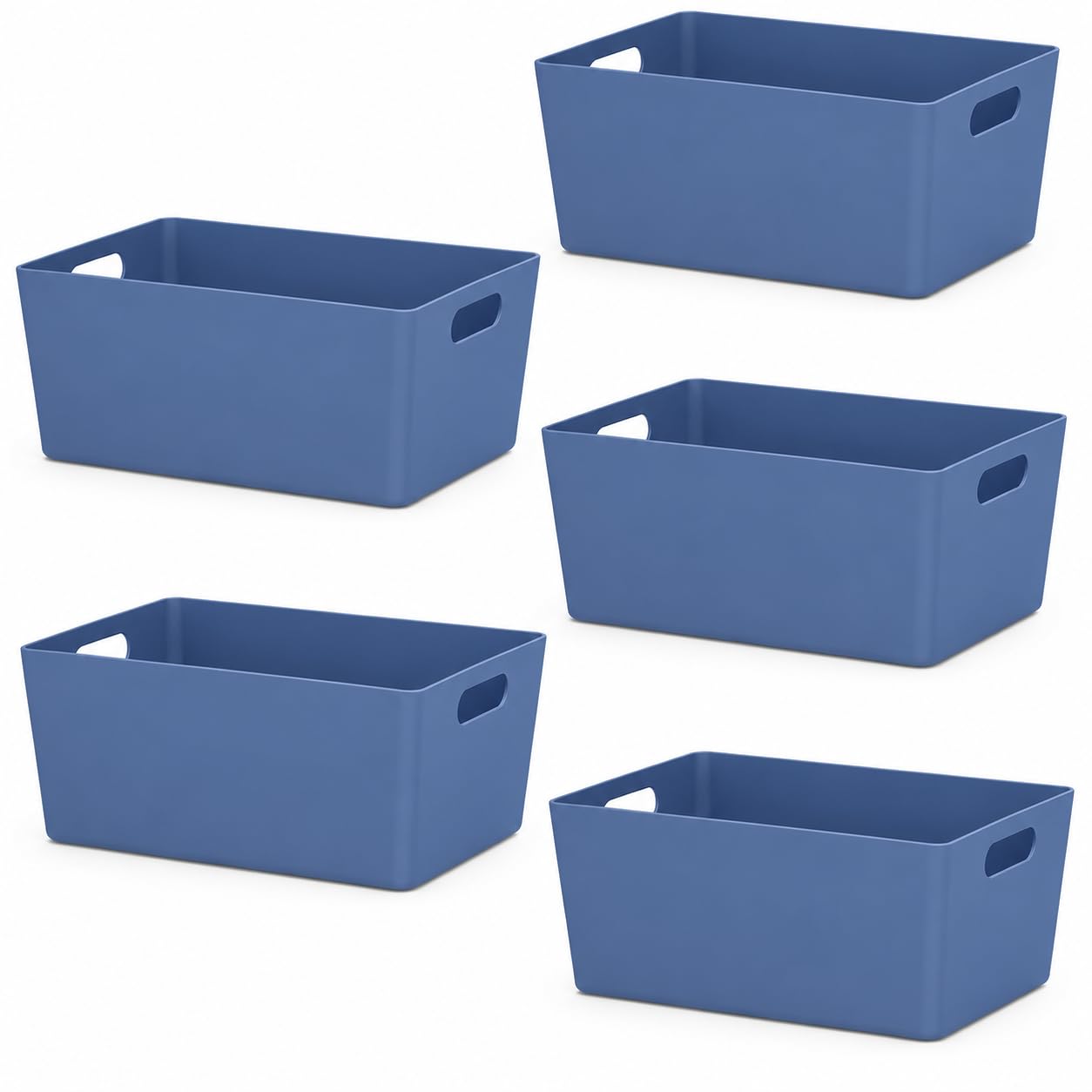Niftii 5-Pack Plastic Storage Baskets with Sturdy Handles, Lightweight & Durable Design, Ideal for Kitchen, Bathroom, and Cleaning Organisation, 3.9L Capacity, 17 x 25 x 11cm
