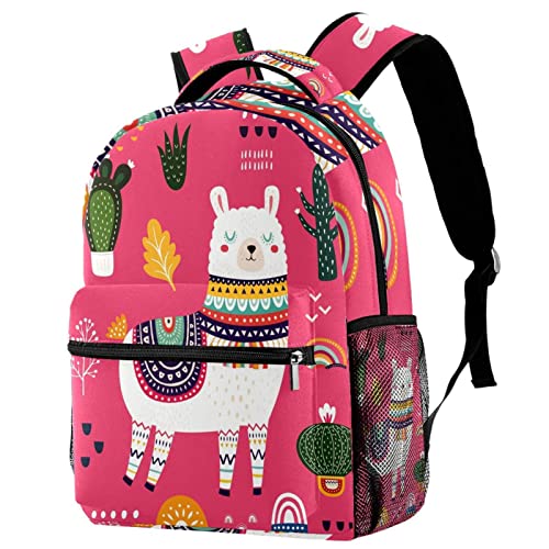 Sac à dos alpaga cactus léger pour livres d'école et fournitures enfants