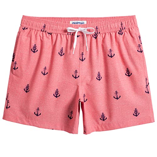 MaaMgic Ropa de Baño para Hombres Bañador para Vacaciones Short de Playa Natación Secado Rápido Piscina Ancla,Rosa Ancla,L