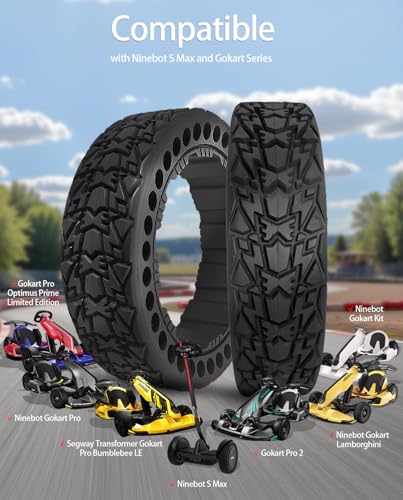 Felixstory 10x2.75 Off Road Gokart Tire, Drift Rear Tire Fit for Ninebot by Segway Gokart Pro/Pro 2 Gokart Series, Ninebot S Max Self-balancing Scooter, Go Kart Kit Refit Parts, Wear Resistance,2pcs