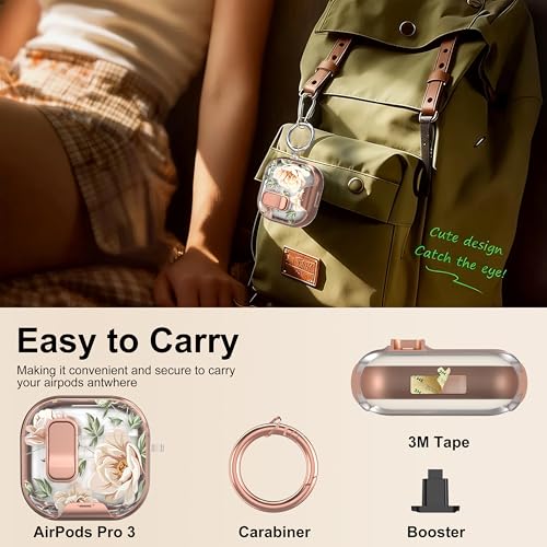 Image of for AirPods 4 Case 2025 with Safety Lock & Foldable Phone Stand,Golden Rose | Double Drop Protection,Two-Piece Design, Airpod 4 Case with Keychain & Cleaner Kit, Support Wireless Charging, Shockproof