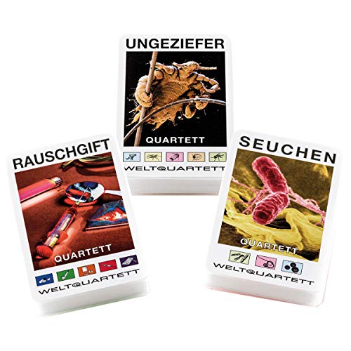 Preisvergleich Produktbild Preis am Stiel 3er Set Quartett Rauschgift, Seuchen, Ungeziefer / Kartenspiel / Wissensspiel / Partyspiel / Gesellschaftsspiel