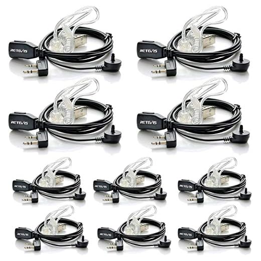 Retevis Walkie Talkies Earpiece with Mic 2 Pin Acoustic Tube Headset for Baofeng UV-5R Retevis H-777 RT1 RT21 RT22 Arcshell AR-5 2 Way Radio (10 Pack)