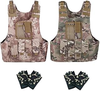 edola Kid Army Vest 2 Pack, Tactical Vest for Nerf Guns, Adjustable Airsoft Vest Youth for Kids Boys Girls 5-14 Years Old, Bullet Proof Military Gear