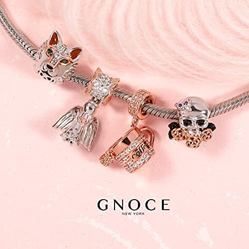 GNOCE Heart Angel Charm 925 Sterling Silver Angel of Love Charms for Women Fit All Bracelets Gift for her