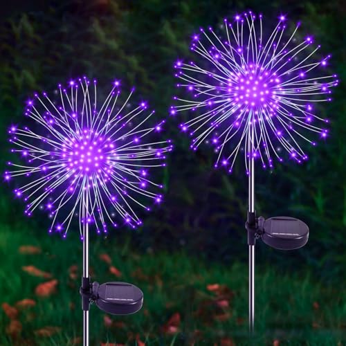 YaaFen Solar Garden Lights Outdoor, 2 Pack 120 LED Twinkling Firework Lights Decorative with...