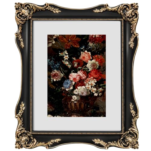 Image of 8x10 Gothic Picture Frame Vintage Black Frames Victorian | Matted to 5x7 or 8x10 Photos, Real Glass, Tabletop or Wall Display