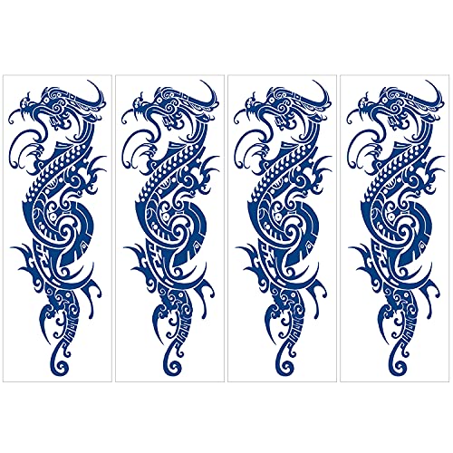Full Arm Sleeve Temporary Tattoos Sticker Men,Natural Gardenia Juice Pigment Semi-permanent Temporary Tattoo Stickers For Men 18.3"x6.1"(4Sheets)(Set2)