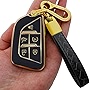 Kirsnda for Cadillac key fob cover with Leather keychain,Fashion Soft TPU Protector Key Shell Compatible with CT5 CT6 XTS XT4 XT5 ATS remote smart key(Fob case Black)