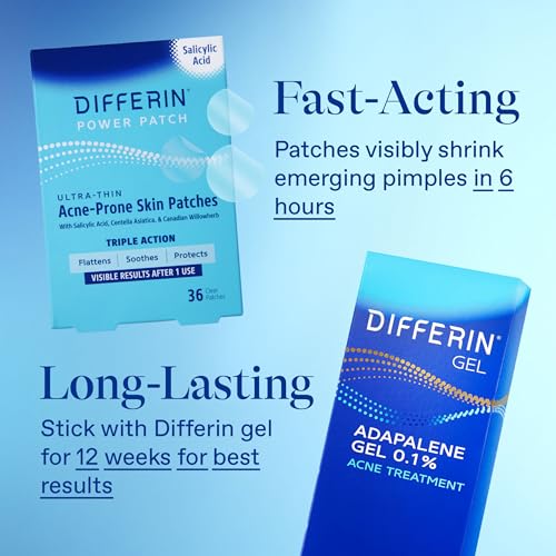 Image of Differin Acne Fighter Pack, Differin Gel Retinoid Acne Treatment For Face with 0.1% Adapalene, 15g Tube + Salicylic Acid Pimple Patches, 36 Count, Designed for Pimple and Acne-Prone Skin