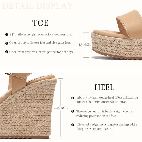 Image of VICKI.VICKI Women's Platform Sandals Wedge Ankle Strap Open Toe Sandals