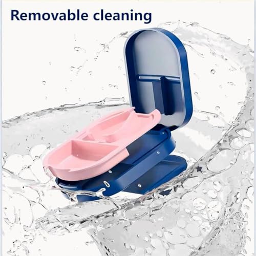 Image of Pill Cutter,Portable Tablet Cutter with Blade and Storage Compartment,Medicine Organizer Box,Pill Cutter for Tablets of Any Size,Small Pill Cutter for Travel(Blue)