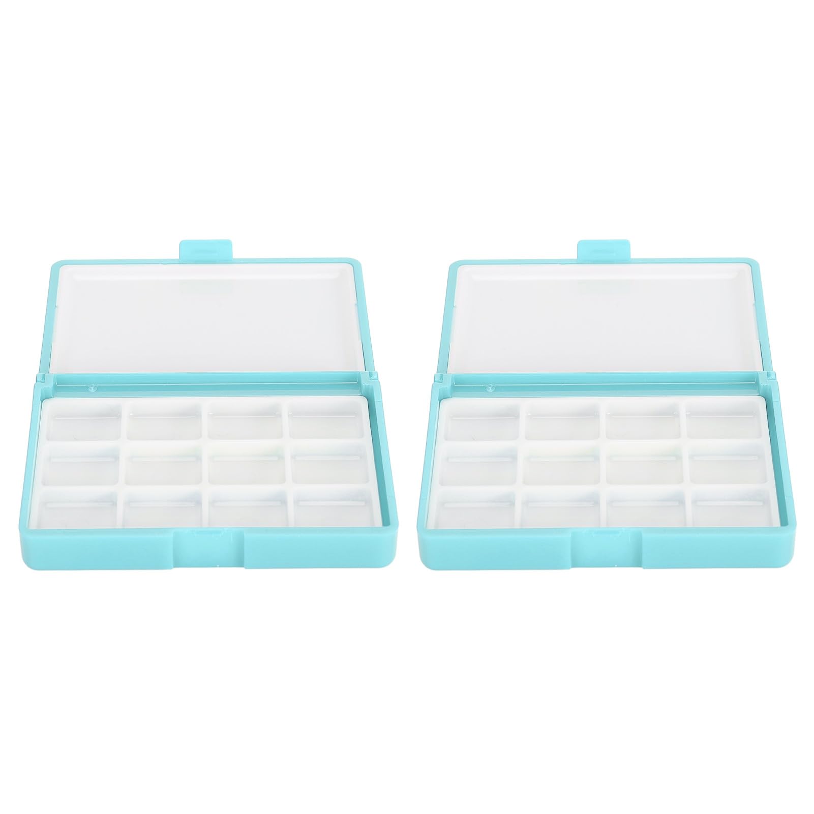 2pcs Empty Watercolor Box Paint Storage Palettes Box Portable Plastic Painting Pigment Box for Acrylics Lipsticks Empty Watercolor Palette (Blue 12 Grids)