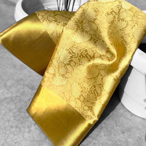 Image of Nita Ambani Inspired Banarasi Tissue Silk Saree with Zari Weave Pallu | Blouse Included