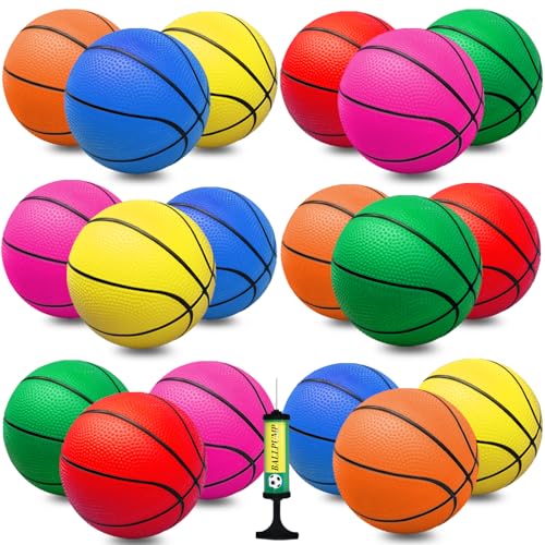 Oleitodh 18Pcs 5' Mini Basketball Balls Bulk Small Basketballs Set, PVC Small Basketball for Over...