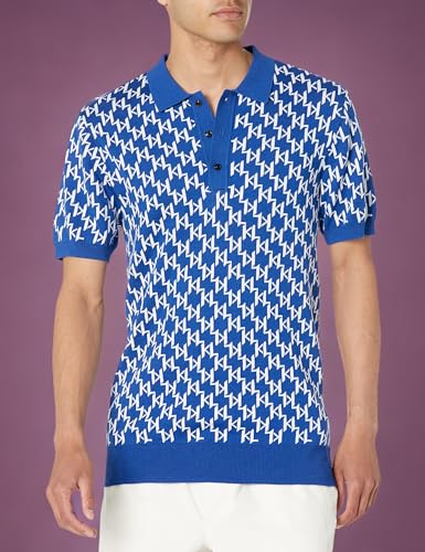 KARL LAGERFELD Men's All Over Logo Sweater Polo Cotton3