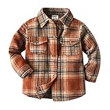 Youyu77 Camisa de Invierno de Manga Larga para niños pequeños, Abrigo, Prendas de Vestir para bebés, Ropa a Cuadros, otoño Maquina Saca Puntos Negros (Brown, 4-5 Years)