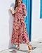 Pinup Fashion Women's Casual Long Sleeve Maxi Dress Floral Print Pink Boho Deep V Neck Wedding Guest Evening Party Chiffon Dresses