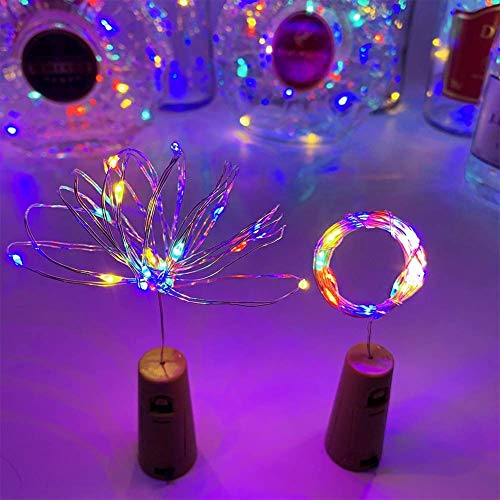 Image of iwin 20 LED Wine Bottle Cork Copper Wire String Lights, 2M /7.2FT(Battery Operated with1 Set of Extra Free Battery) (Multicolour, Pack of 1)