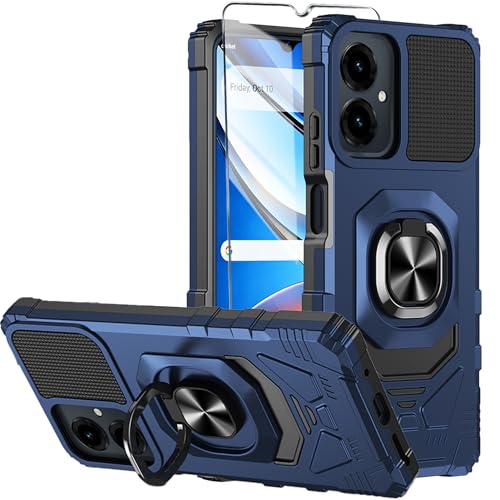 Mocotto for Cricket Icon 2026 Phone Case/AT&T Propel 3 5G Case with Tempered Glass Screen Protector,Military Grade Heavy Duty Shockproof Protective Cover,with Ring Kickstand (Blue)