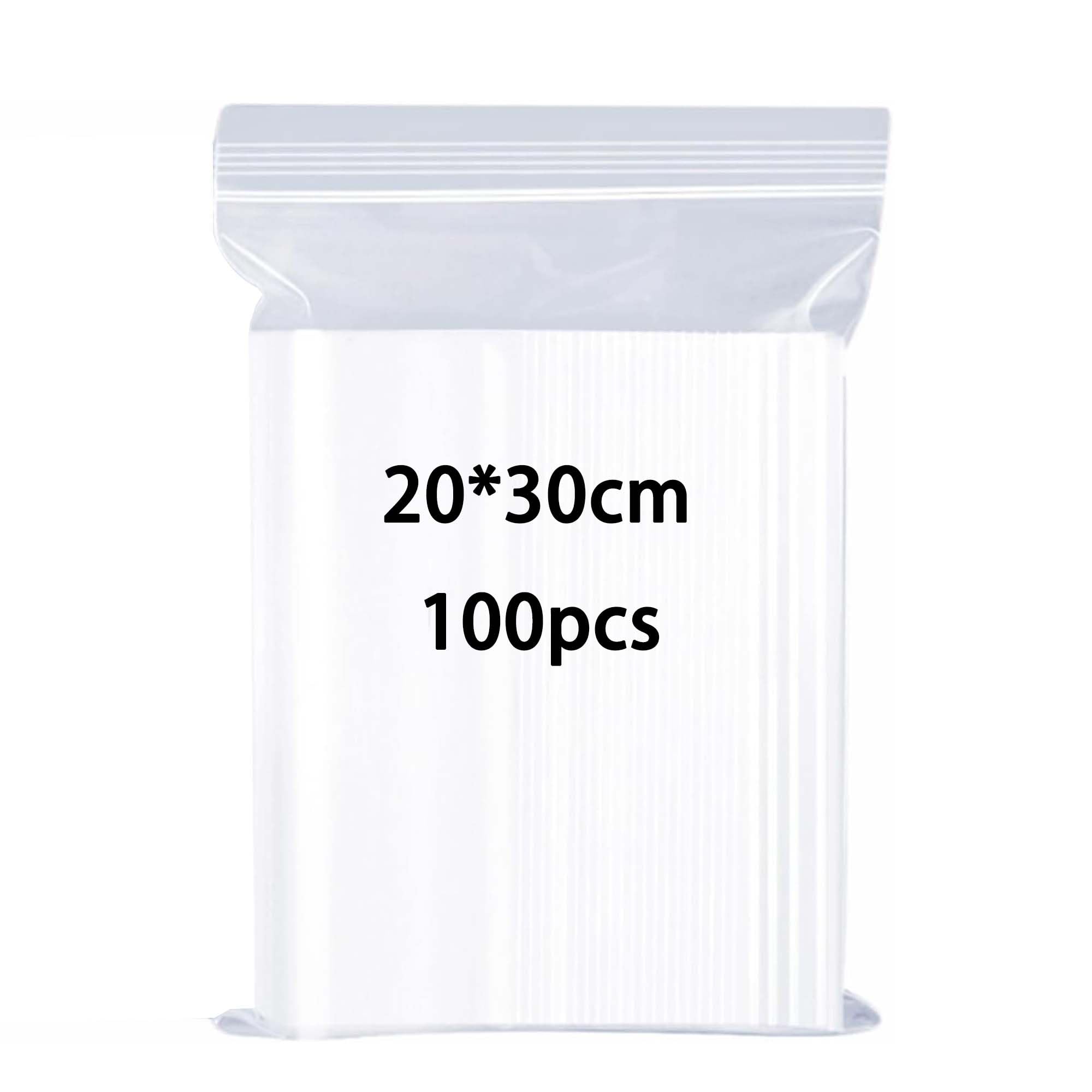 huruirui 20x30cm Resealable Plastic Bags Grip Seal Bags Suitable for Kitchen Biscuits Nuts Jewelry Packaging Sealed Storage Pouches Mini Plastic bag 100pcs