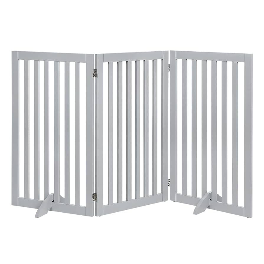 unipaws ハイタイプペットゲート置くだけ木製バリア、犬用フェンス 、グレー Amazon.co.jp: unipaws ハイタイプペットゲート置くだけ木製